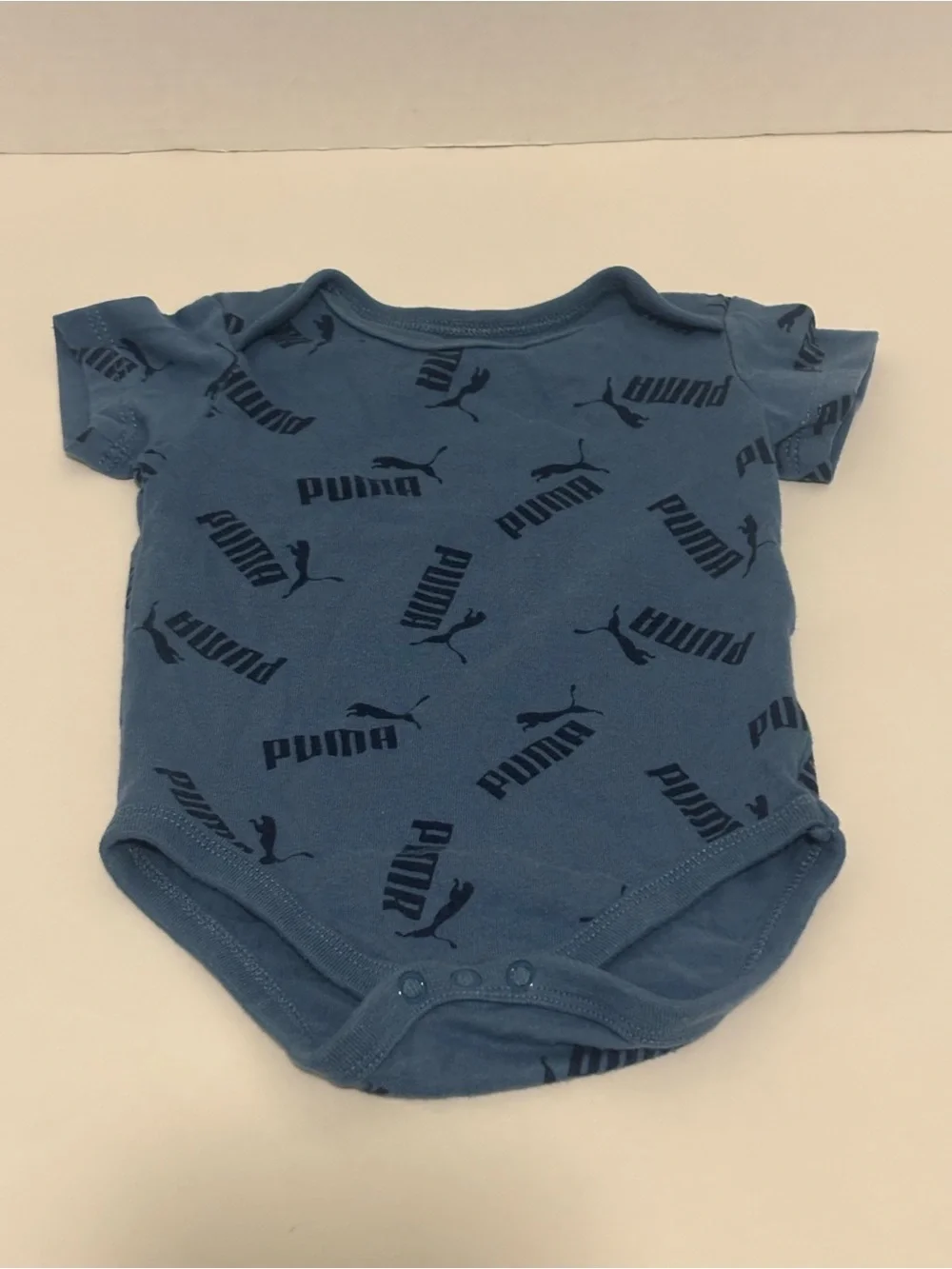 Puma Blue and White Striped & Solid Baby One-Piece Bodysuits - 2 Pack